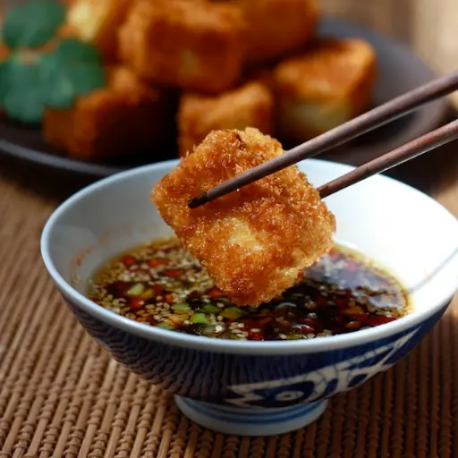 Deep-Fried Tofu Cubes with Sweet Soy Sauce